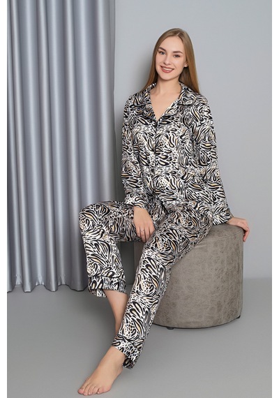 Nbb Kadın Zebra Saten Pijama Takım