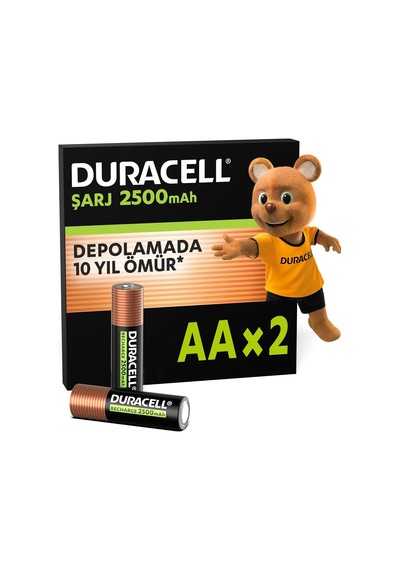 Duracell Şarj Edilebilir Aa Kalem Pil 2'li Paket , 2500 Mah Nimh, Önceden Sarj Edilmiş, Şarj Edilebilir Pilimiz