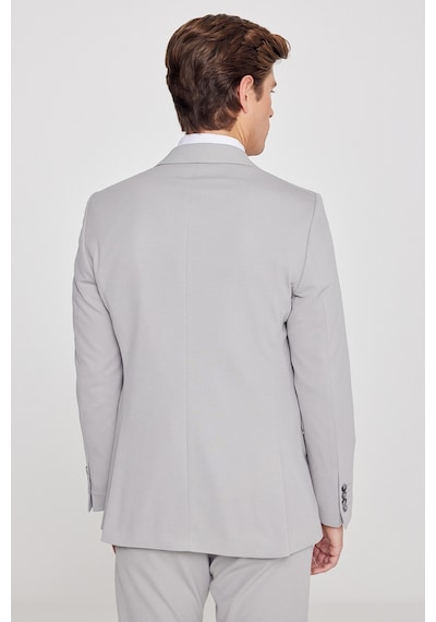 AC&Co / Altınyıldız Classics Erkek Grı Slim Fit Dar Kesim Mono Yaka Beli Bağlamalı Kapak Cepli Esnek Takım Elbise Grı