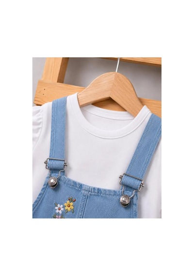 Altıntaş Baby Renkli Çiçek Nakışlı Kot Görünümlü Örme Kumaş Yazlık T-shirt 2li Salopet Set Beyaz Beyaz Altıntaş Baby Renkli Çiçek Nakışlı Kot Görünümlü Örme Kumaş Yazlık T-shirt 2li Salopet Set Beyaz Beyaz