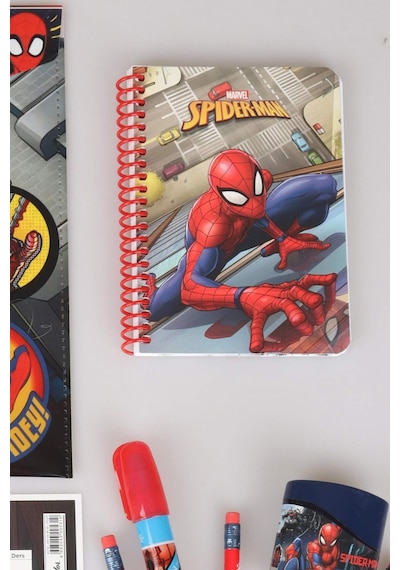 Lisanslı Spıderman 10 Parça Kırtasiye Seti,çıtçıt Dosya,okul Etiketi,bloknot,3 Adet Kurşun Kalem,kalemtraş,roket Silgi Altın