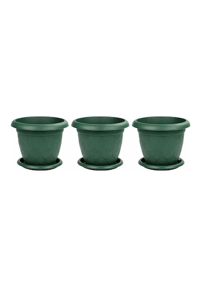 So-d011 Damla Desen Saksı Takımı Tabaklı 37 Litre No:11 Yeşil 3 Adet