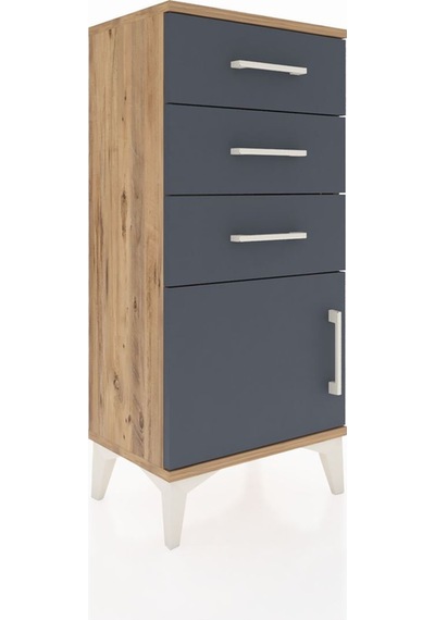 Arges Komodin 3 Çekmeceli Tek Kapaklı 44x30x96 Çam-antrasit Çam