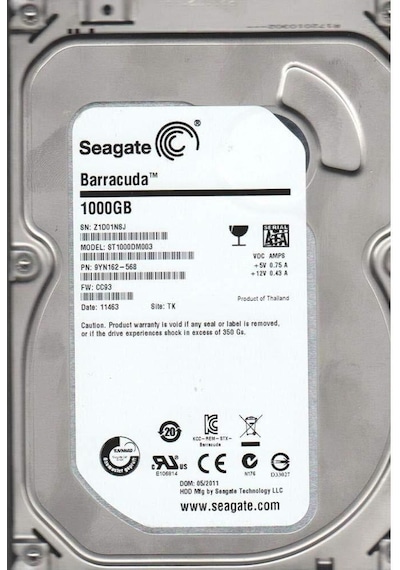 Seagate Barracuda ST1000DM003 3.5" 1 TB SATA 3 HDD