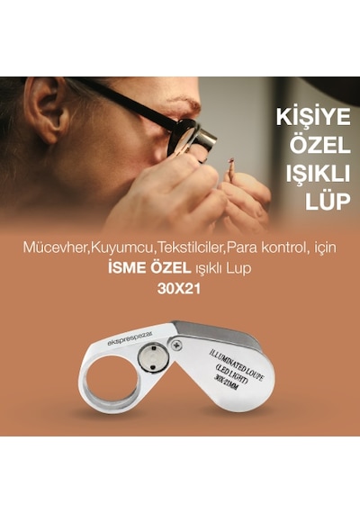 Kişiye ve Isme Özel Işıklı Lüp Kuyumcu Büyüteci Mg21007 30X21Mm