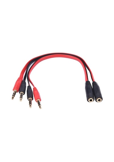 3.5 MM Aux Kulaklık Mikrofon Dönüştürücü Birleştirici Kablo Siyah
