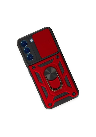 Samsung Uyumlu Galaxy S24 Uyumlu Kılıf Pars Lens Yüzüklü Silikon - Kırmızı