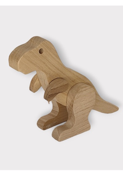 Cwwtoys T-rex Boyasız Ahşap Dinozor Oyuncağı, Masif Kayın, 18 Ay+