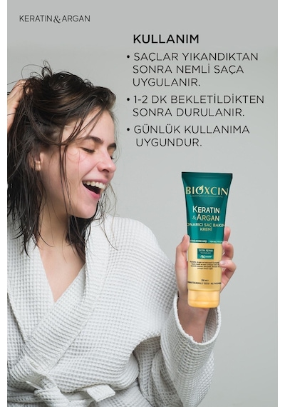 Bioxcin Keratin & Argan Onarıcı Saç Bakım Kremi 2 x 250 ML