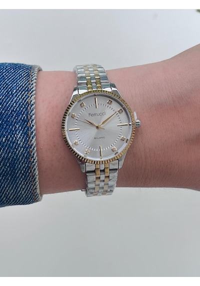 Ferrucci Fc60783 Retro Model Çelik Jübile Kordon Sade Şık Kadın Kol Saati Altın - Gümüş