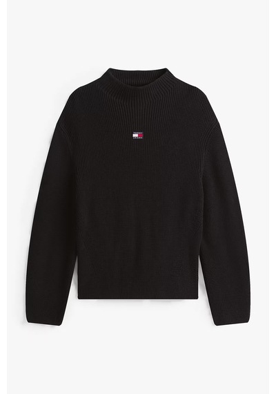 Tommy Hilfiger Kadın Yarım Balıkçı Yaka Pamuklu Triko Kazak Siyah Triple Black