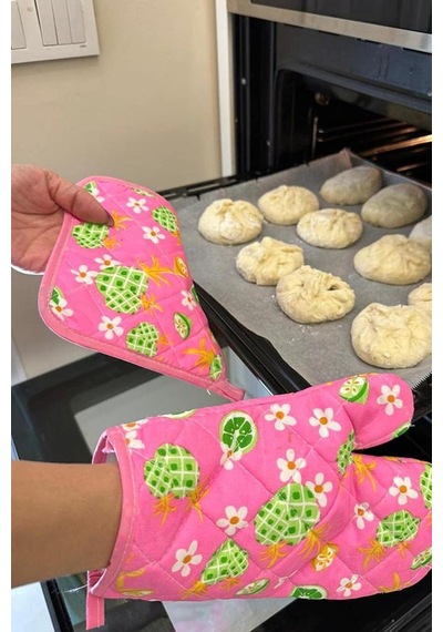 Bez Fırın Eldiveni 134 Meyve Desenli Pembe Renkli Çok Renkli