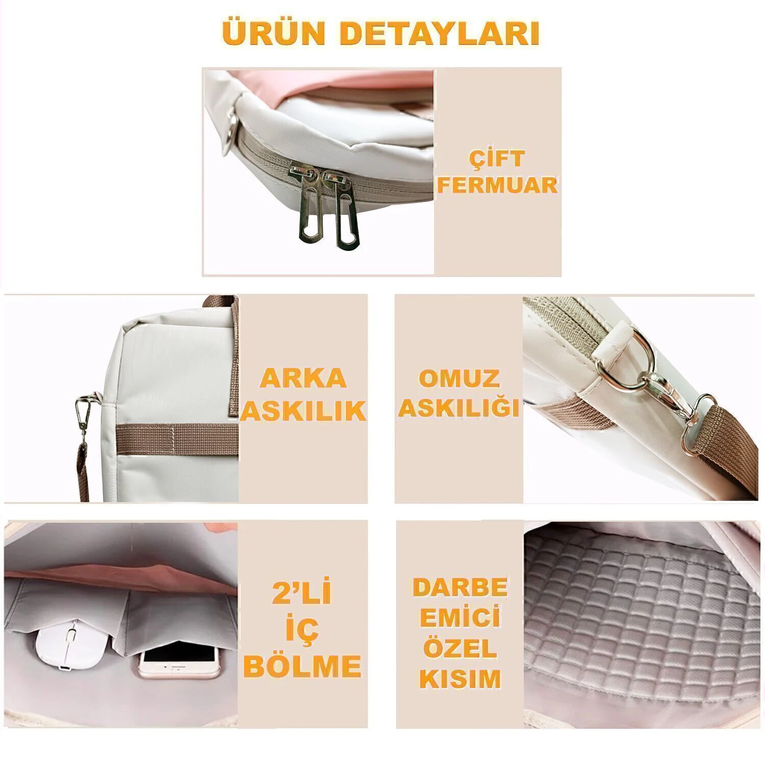 Microcase Apple İpad Air 13 2026 İle Uyumlu Macbook Çantası+türkçe Klavye+mouse+tablet Standı Beyaz Al5165