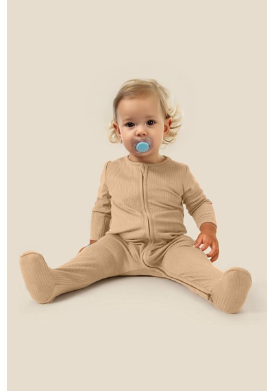 Luess Unisex Bebek Rahat Kalıp %100 Pamuklu Mevsimlik Tulum -krem 0-3 Ay 6-9 Ay Krem