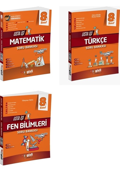 Gizli 2025 8. Sınıf Lgs Matematik + Türkçe + Fen Usta İşi Soru + Kavram Haritası Seti 3 Kitap