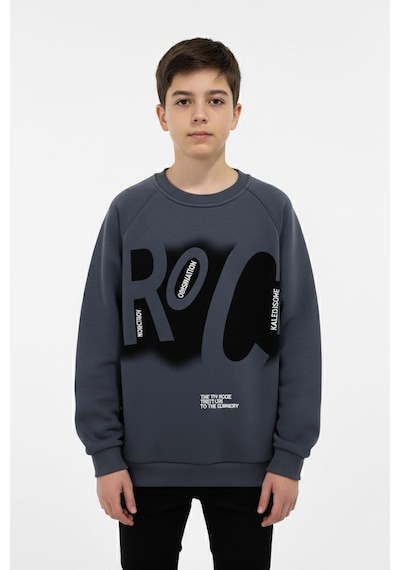 Baskılı Erkek Çocuk Sweatshirt-90877 İndigo