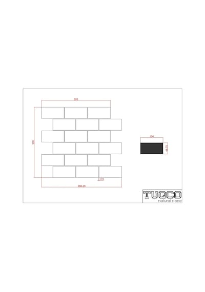 Tuqco Doğaltaş 5 X 10 Muğla B. -Gümüş Brick Eskitme Mermer Mozaik