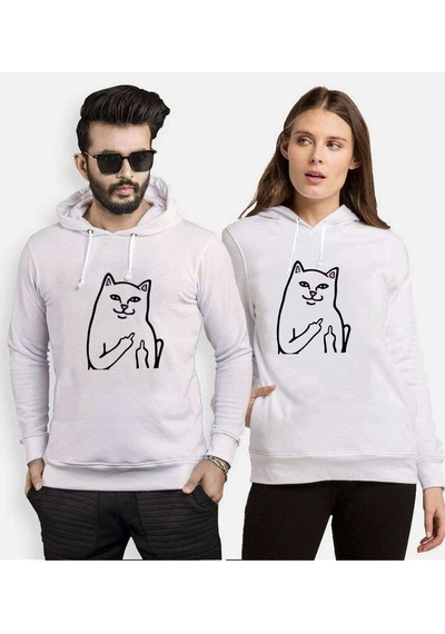 Tshirthane Kedi Kız Erkek Sevgili Kombinleri Kapüşonlu Kombini