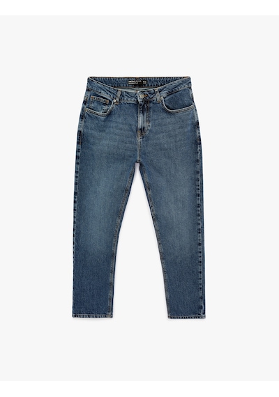 Koton Pamuklu Regular Fit Normal Bel Tapered Jean Pantolon - Joe Jean Koyu İndigo 6sam40162nd