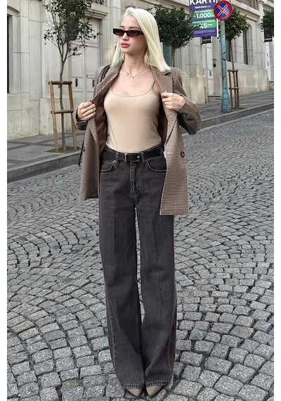 Kahverengi %100pamuklu Geniş Paça Kadın Wide Leg Jean Mg2623 Kahverengi Kahverengi %100pamuklu Geniş Paça Kadın Wide Leg Jean Mg2623 Kahverengi