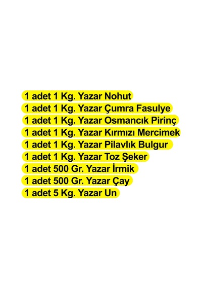 Yazar Ramazan Paketi 9'lu 12 KG