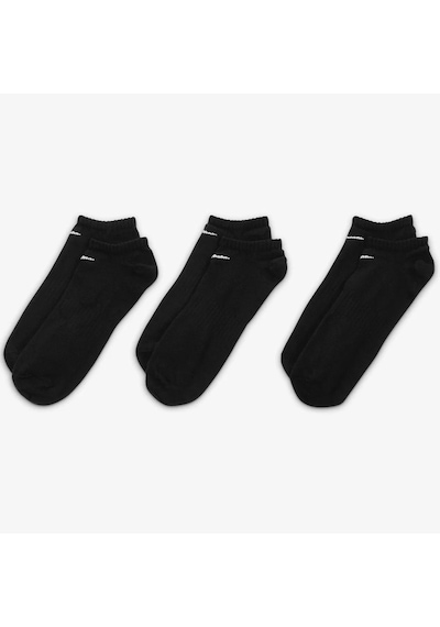 Nike Dri Fit Everyday Cotton Lightweight No Show 3 Pck Unisex Bileksiz Çorap 3 Çift Siyah Siyah