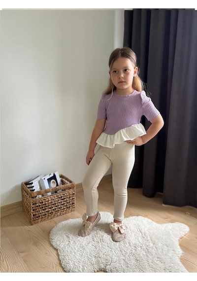 My Kids Wear Fırfır Detaylı Kız Çocuk Takım Lila