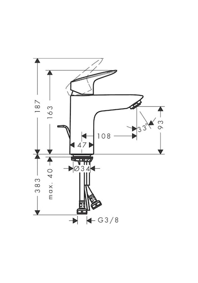 Hansgrohe Logis Tek Kollu Lavabo Bataryası 100 Düşük Debi Krom 71