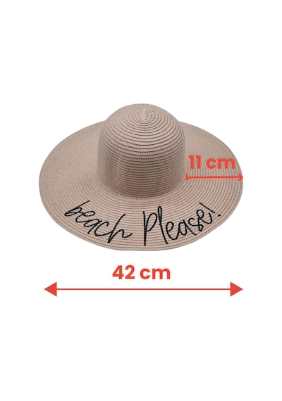 Tezzgelsin Kadın Beach Please Nakış İşlemeli Hasır Şapka Pudra