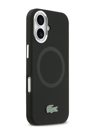 Apple Uyumlu iPhone 17 Kılıf Lacoste Lisanslı M-safeli İkonik Logolu Metal Kamera Çerçeveli Silikon Kapak Siyah Siyah