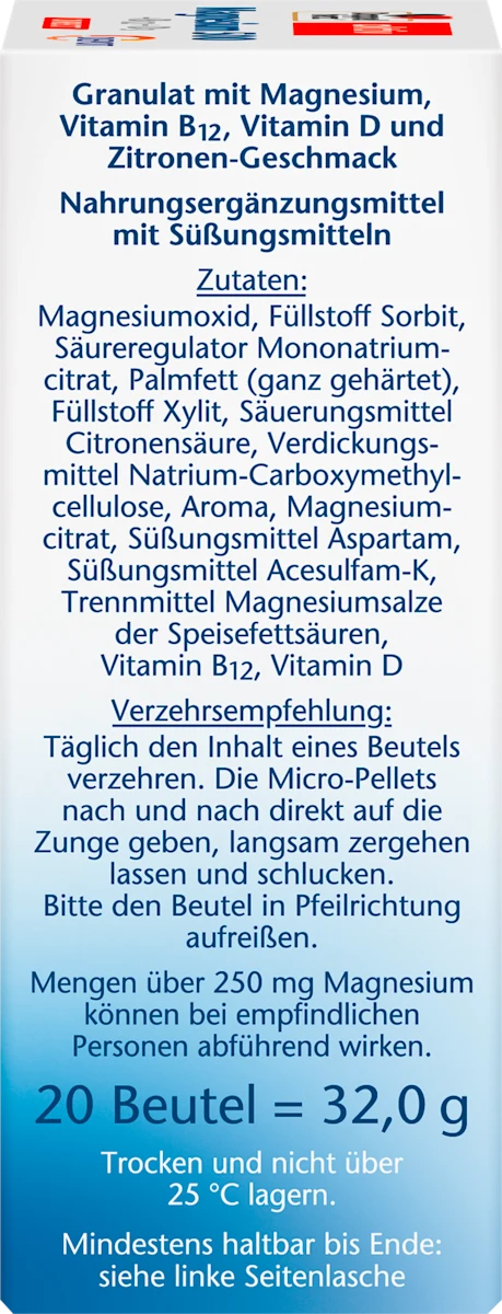 Doppelherz Magnezyum 500 + B12 + D3 Direkt Granül 20 Adet