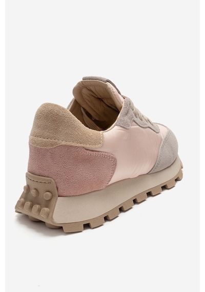 Luvishoes Amanda Gri Pembe Hakiki Deri Kadın Spor Ayakkabı Gri - Pembe