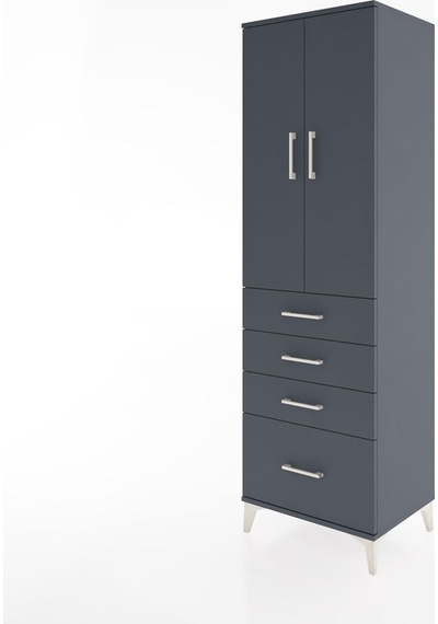 Hyperion Dolap 3 Raflı 4 Çekmeceli 2 Kapaklı 60x44x195 Antrasit-antrasit Antrasit