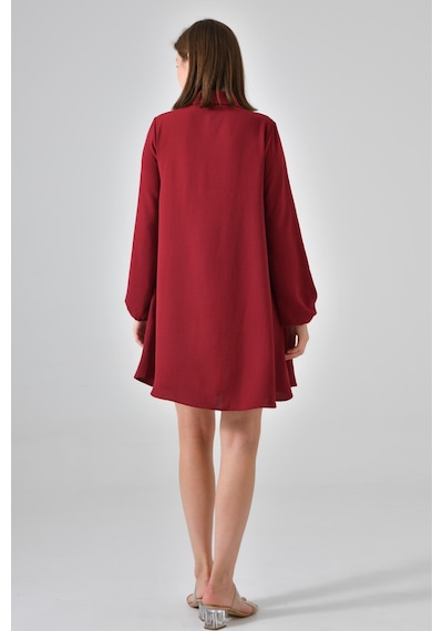 Bordo Ahşap Düğmeli Tunik Bordo