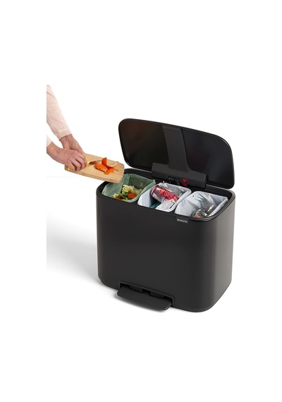 Brabantia Pedallı Çöp Kovası 3 X 11 Lt Mat Siyah Bra121104 Siyah