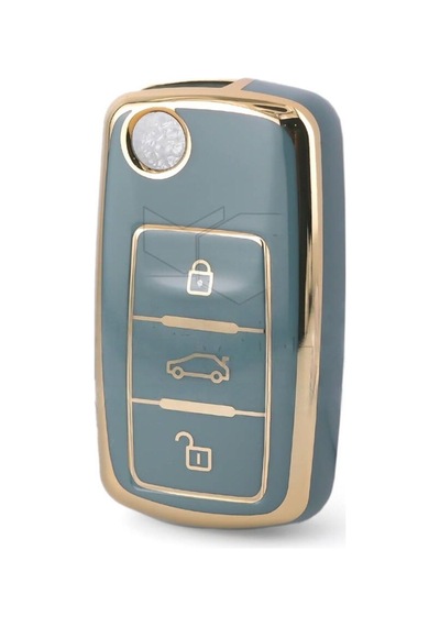 Gma Keys Vw Tiguan Jetta Golf 5 Golf 6 Scirocco Polo Caddy Transporter Lüks Nano Anahtar Kılıfı Gri Gold