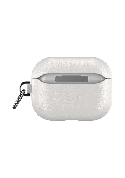 Apple Uyumlu AirPods Pro 3 Wiwu Hc-201 Parmak İzi Bırakmayan Deri Kılıf Bej Bej