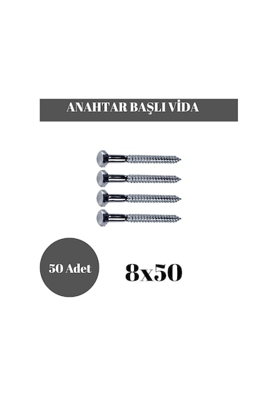 Trifon Vida 8x50 Mm Altı Köşe Anahtar Başlı Vida 50'li Paket 8 x 50 MM