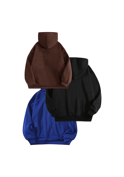 Uyguntarz 3'lu Paket Baskılı Oversize Unisex Sweatshirt siyah