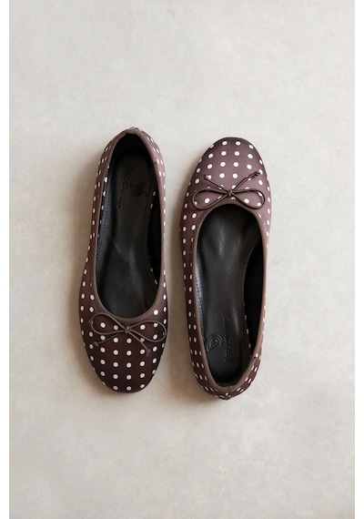 Wolk Shoes Lily Kadın Fiyonk Detay Deri Babet Kahve Puantiye