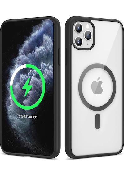 Apple Uyumlu iPhone 11 Pro Max Uyumlu Magsafe Wireless Şarj Özellikli Silikon Zore Ege Kılıf-siyah Siyah -