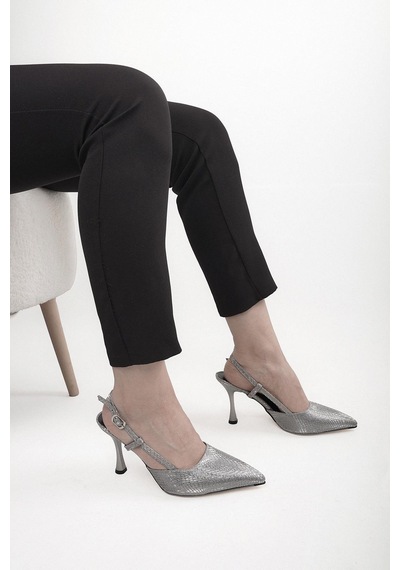 Stilbagshoes Jewel Arka Açık Kadın Topuklu Ayakkabı Platin PLATIN