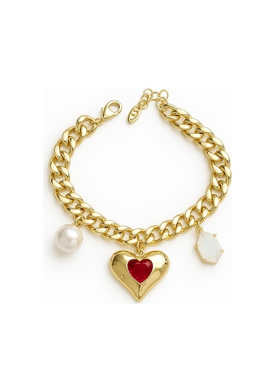 Çelik Kalp Charm Bileklik Gold 33447313