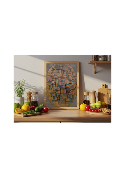 Mondrian Tablo Iıı Oval İçinde Kompozisyon Çerçevesiz Poster 21x30 Cm A4 Tablo Modern Sanat