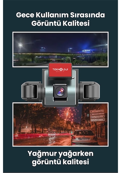 4 Kameralı Araç İçi Kamera Lcd Ekranlı 360 1080p Hd Gece Görüşü, G Sensor, Park, Döngü Kayıt Wdr, Uygulama Kontrol