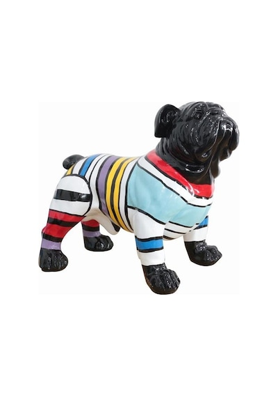 Lamedore Bulldog Colorful Strıped Sculpture 55x36x48 Cm