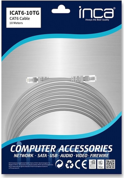 Inca 10metre Cat6 Utp Icat6-10tg Gri Patch Kablo-213588