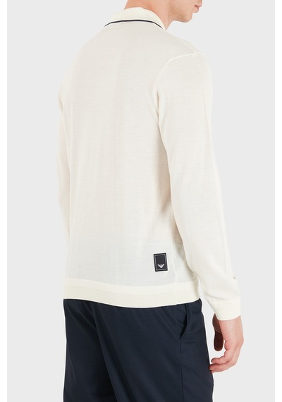 Emporio Armani Logolu % 100 Yün Yarım Fermuarlı Polo Erkek Polo Em006224 Af27805 U0003 Beyaz