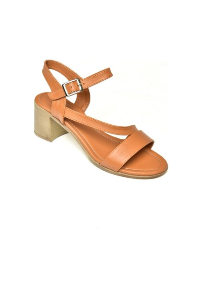 Fox Shoes P555452803 Taba Hakiki Deri Kalın Topuklu Kadın Sandalet Taba-hakiki Deri Taba