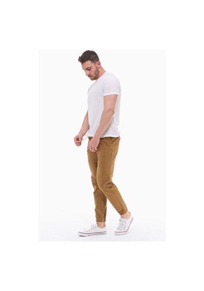 Cedy Denim Erkek Lastikli Mevsimlik Gabardin Jogger Bağcıklı Pantolon C314 Camel